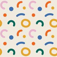 Naive seamless pattern with crazy colorful doodle lines on beige background. Creative minimalistic trendy cover design for kids. Simple childish scribble backdrop. Memphis style vector illustration
