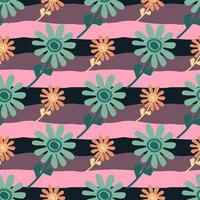 Naive flower seamless pattern. Cute floral endless background. vector