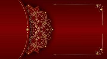 red luxury background, with gold mandala ornament vector