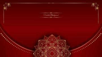 red luxury background, with gold mandala ornament vector