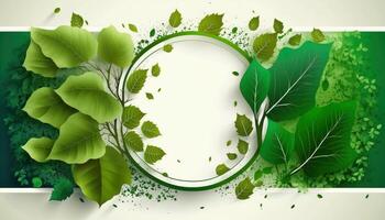 illustration of green leaves and trees with empty space photo