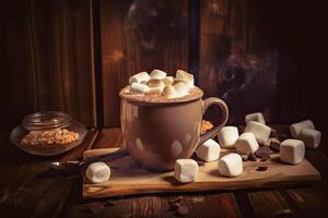 illustration of a cup of hot chocolate with marshmallows photo