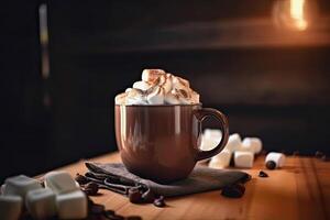 illustration of a cup of hot chocolate with marshmallows photo