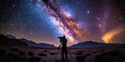 illustration of a photograph taking photos of the milky way