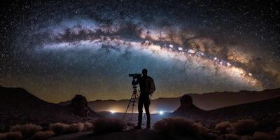 illustration of a photograph taking photos of the milky way