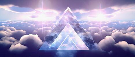 generativo ai ilustración de un triángulo en un púrpura cielo foto