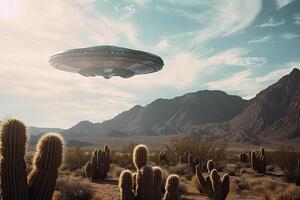 generativo ai ilustración de un extraterrestre en contra un Desierto paisaje foto