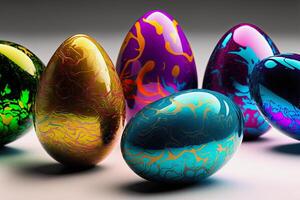 illustration of shiny colorful easter eggs photo