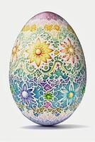 illustration of a beautiful ornamented easter egg on white background photo