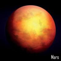 Realistic Mars planet Isolated on dark background. Vector illustration