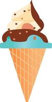 Waffle cone with three scoops of ice cream vector