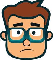 Bearded guy with glasses icon, cartoon style vector