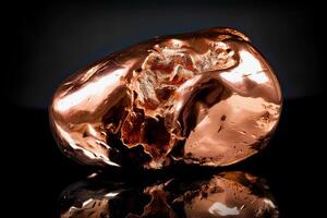 illustration of a copper nugget on black background photo