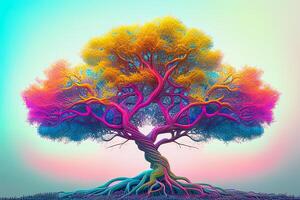 illustration of a colorful tree against bright background photo