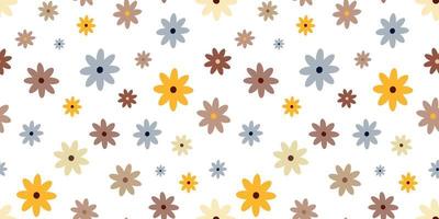 Hippie flowers boho seamless background. floral retro pattern vector