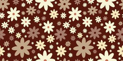 Hippie flowers boho seamless background. floral retro pattern 60s vector