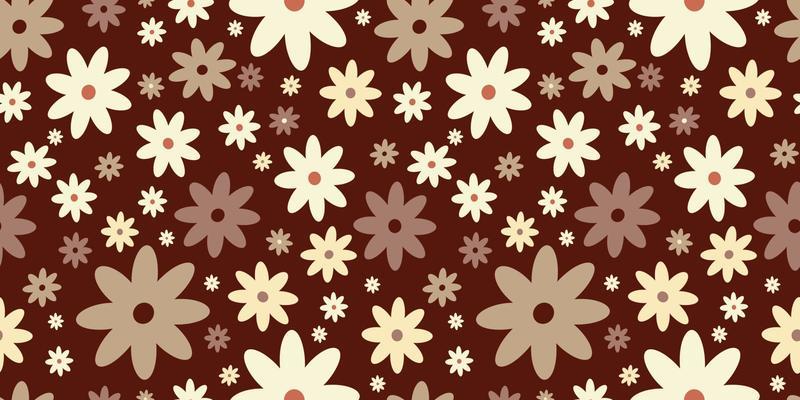 Hippie flowers boho seamless background. floral retro pattern 60s