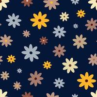 Hippie flowers boho seamless background. floral retro pattern vector