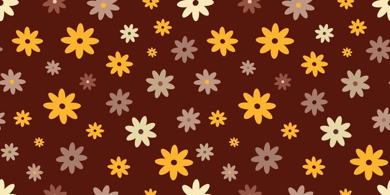 Hippie flowers boho seamless background. floral retro pattern