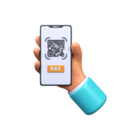 Scanning a QR code on a smartphone. QR code for payment. png