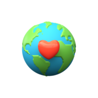 3d planeta tierra con corazón. el respeto para el ambiente. png