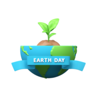 World Earth Day concept. 3d illustration of the earth with a sprout. April 22. png