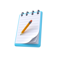 Notepad with pencil icon. 3d illustration png