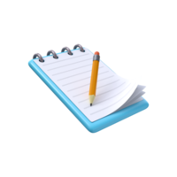 3d illustration of spiral notepad with pencil. png
