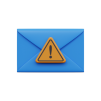 Spam icon, unsafe email. Open envelope. 3d render png