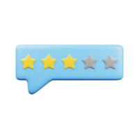 Three star rating. 3D Render png