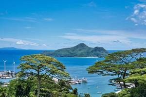 ver de S t Ana marina parque y Puerto desde sans sousi camino, mahe seychelles foto