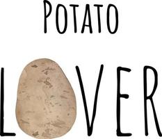 Watercolor illustration of brown potato. Fresh raw vegetables. Potato lover illustration vector