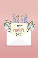 Happy mother s day card. Hand drawn lettering with flowers. Greeting card template, cute vector illustration