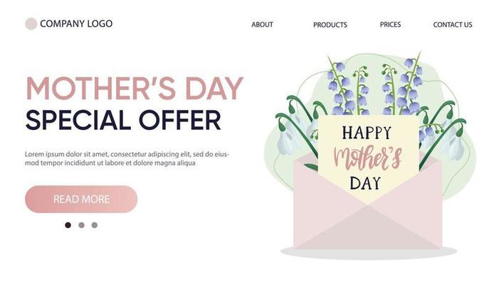 Happy mother s day web banner. Hand drawn lettering with flowers. Web banner template, cute illustration