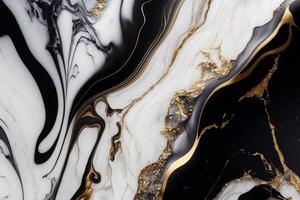 lujo mármol textura antecedentes blanco negro oro. natural Roca color material modelo ai generado foto