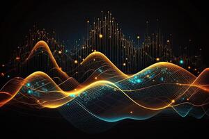 Illustration of sound wave background Abstract glowing lines background. Digital Sound Wave equalizer. . photo