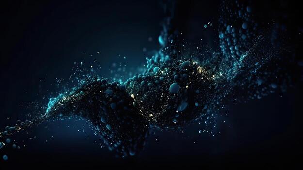 Dark blue and glow particle abstract background. . photo