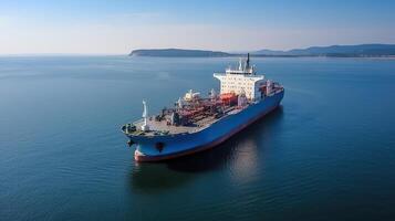 LNG tanker carrier in the sea. Gas carrier for transportation of liquefied natural gas. . photo