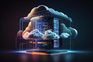 Cloud storage. A digital service or data application. Technologies of network computing. Futuristic server. digital space. Data storage. . photo
