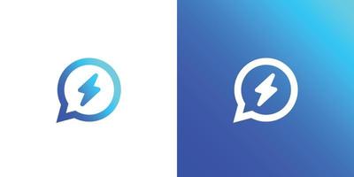 Instant chat or chat bubble and thunder icon logo design template vector