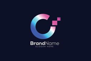 Colorful letter C tech logo design template vector