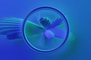 3D rendering abstract blue  round fractal, portal.  Abstract round spiral. photo