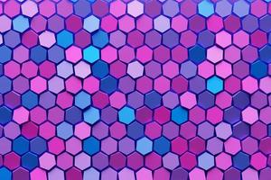 3d illustration of a   blue and pink honeycomb monochrome honeycomb for honey. Pattern of simple geometric hexagonal shapes, mosaic background. photo