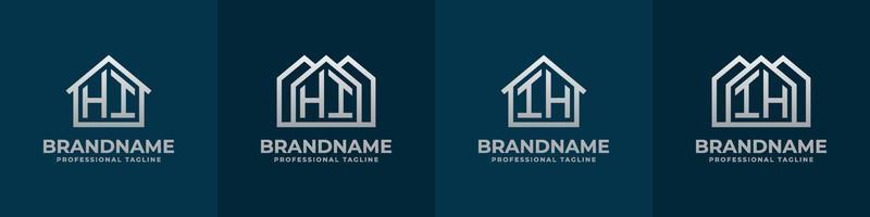 Letter HI and IH Home Logo Set. Suitable for any business related to house, real estate, construction, interior with HI or IH initials. vector