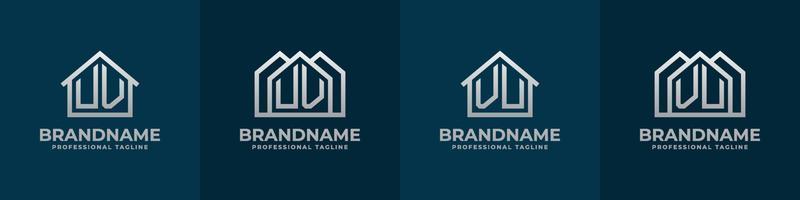 Letter UV and VU Home Logo Set. Suitable for any business related to house, real estate, construction, interior with UV or VU initials. vector