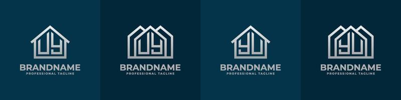 Letter UY and YU Home Logo Set. Suitable for any business related to house, real estate, construction, interior with UY or YU initials. vector