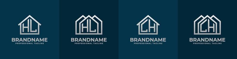 Letter HL and LH Home Logo Set. Suitable for any business related to house, real estate, construction, interior with HL or LH initials. vector