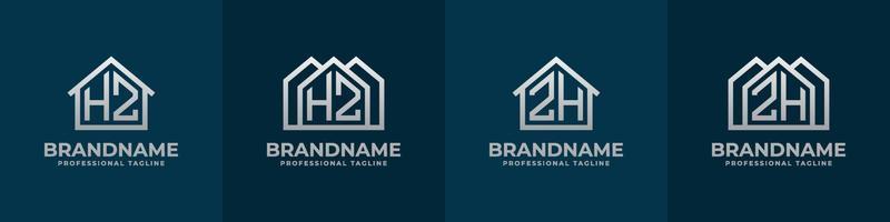 Letter HZ and ZH Home Logo Set. Suitable for any business related to house, real estate, construction, interior with HZ or ZH initials. vector