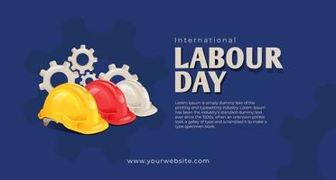 International labour Day May 1 Banner With Safety Helmet Illustration Concept vector