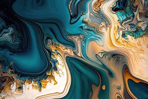 Texture flowing liquid. Splash fresh color paint. Imitation of marble. Modern futuristic backdrop. Glossy liquid acrylic texture. . photo